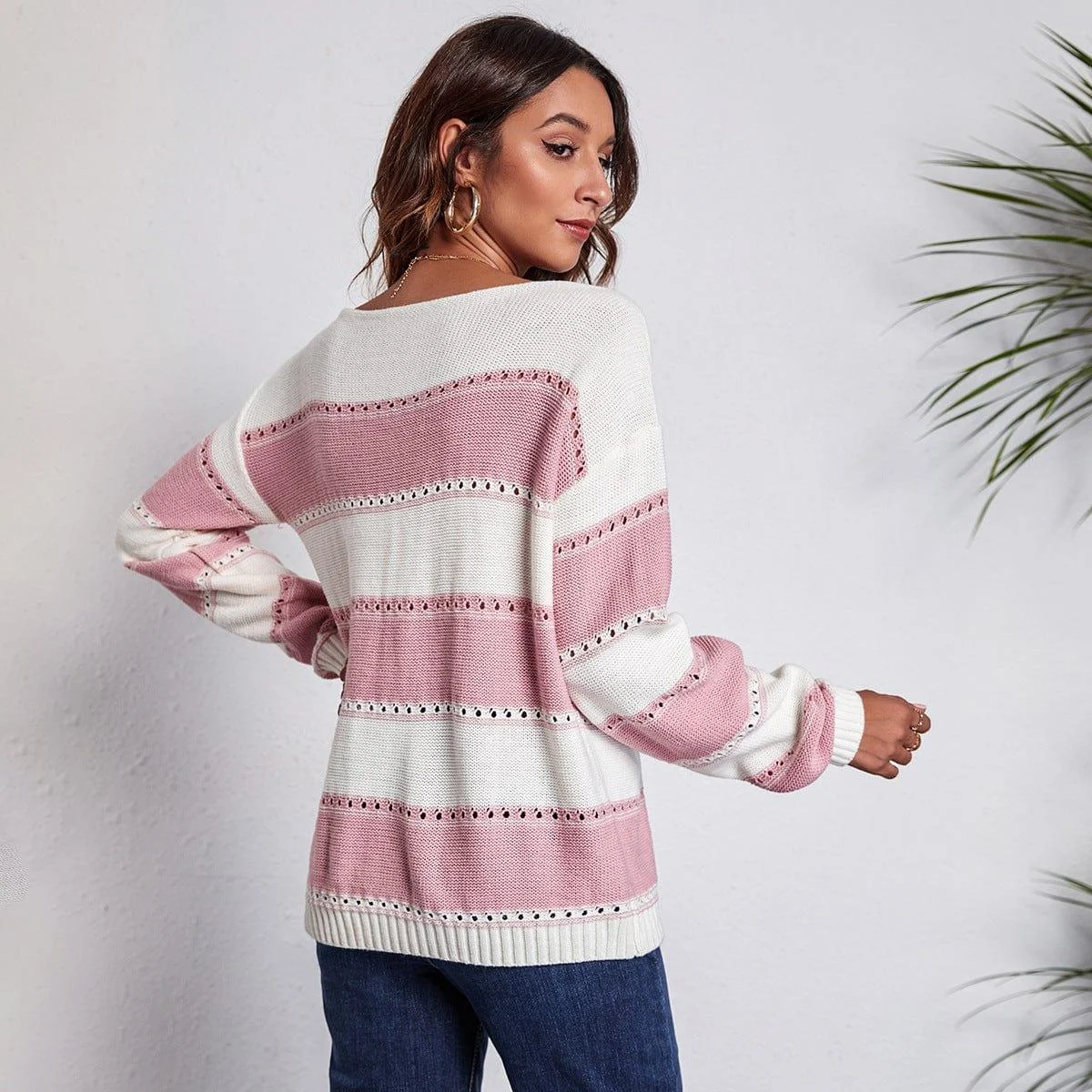 Rowan Off Shoulder Striped Sweater - Glova