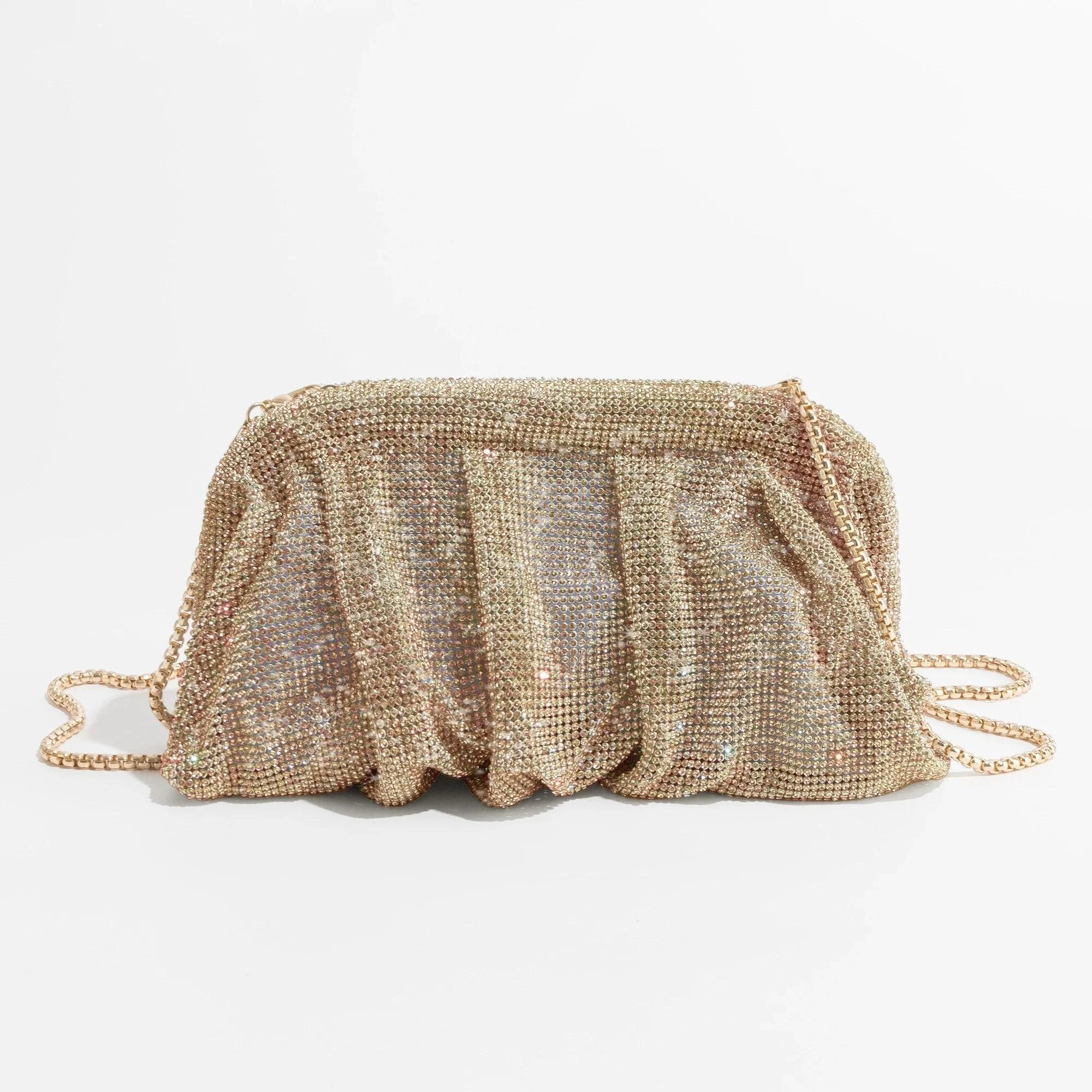 Rua Ruched Rhinestone Sequin Evening Bag - Glova