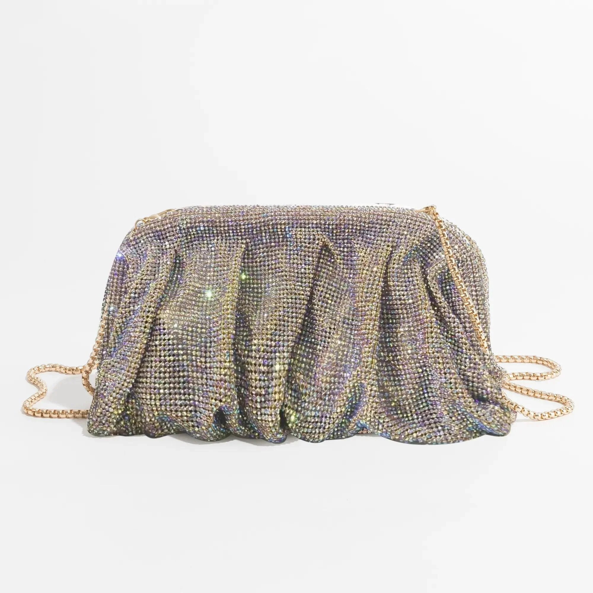 Rua Ruched Rhinestone Sequin Evening Bag - Glova