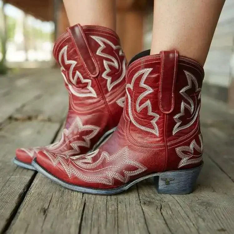 Rustic Western Leather Cowboy Boots - Glova