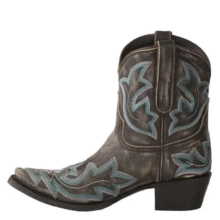 Rustic Western Leather Cowboy Boots - Glova