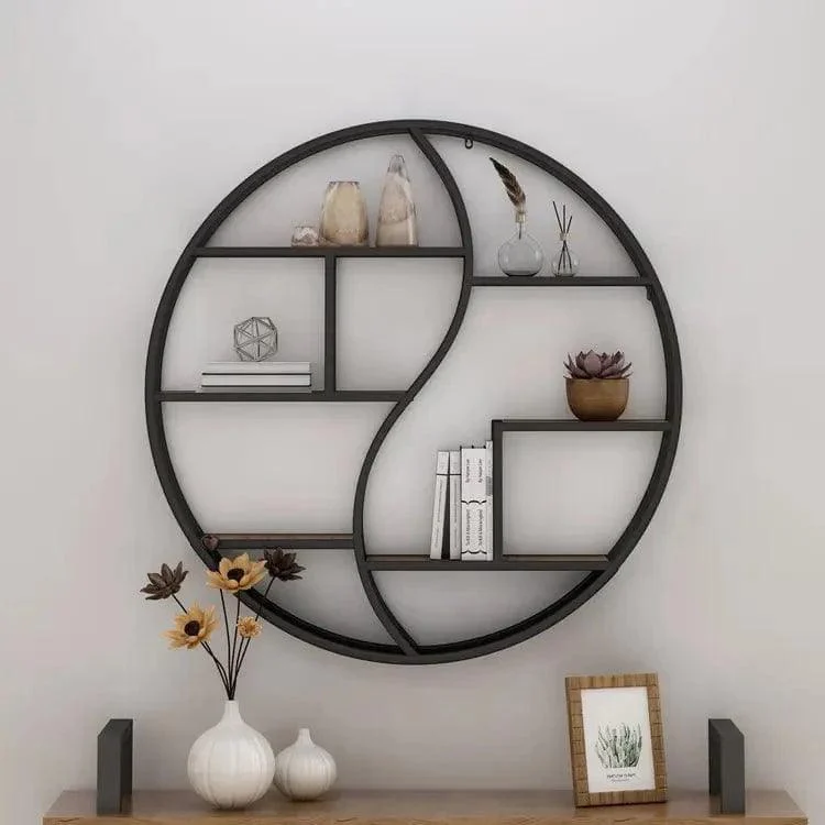 Rustic Wood Floating Circular Shelf - Glova