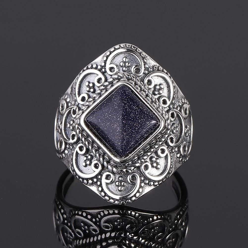 S925 Sterling Silver Natural Stone Ring - Glova