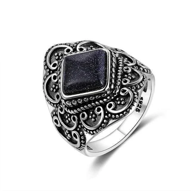 S925 Sterling Silver Natural Stone Ring - Glova