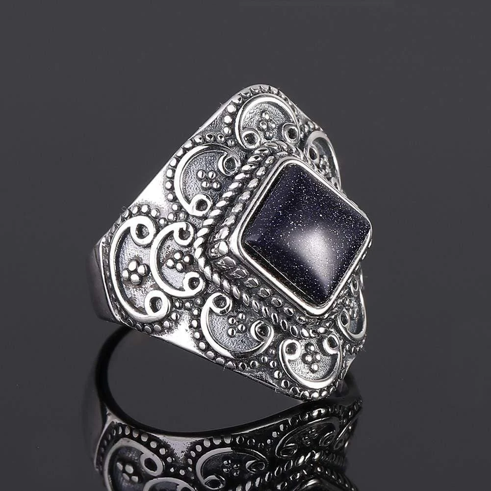 S925 Sterling Silver Natural Stone Ring - Glova