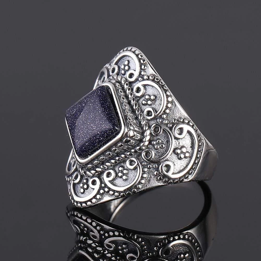 S925 Sterling Silver Natural Stone Ring - Glova