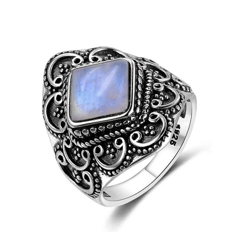 S925 Sterling Silver Natural Stone Ring - Glova