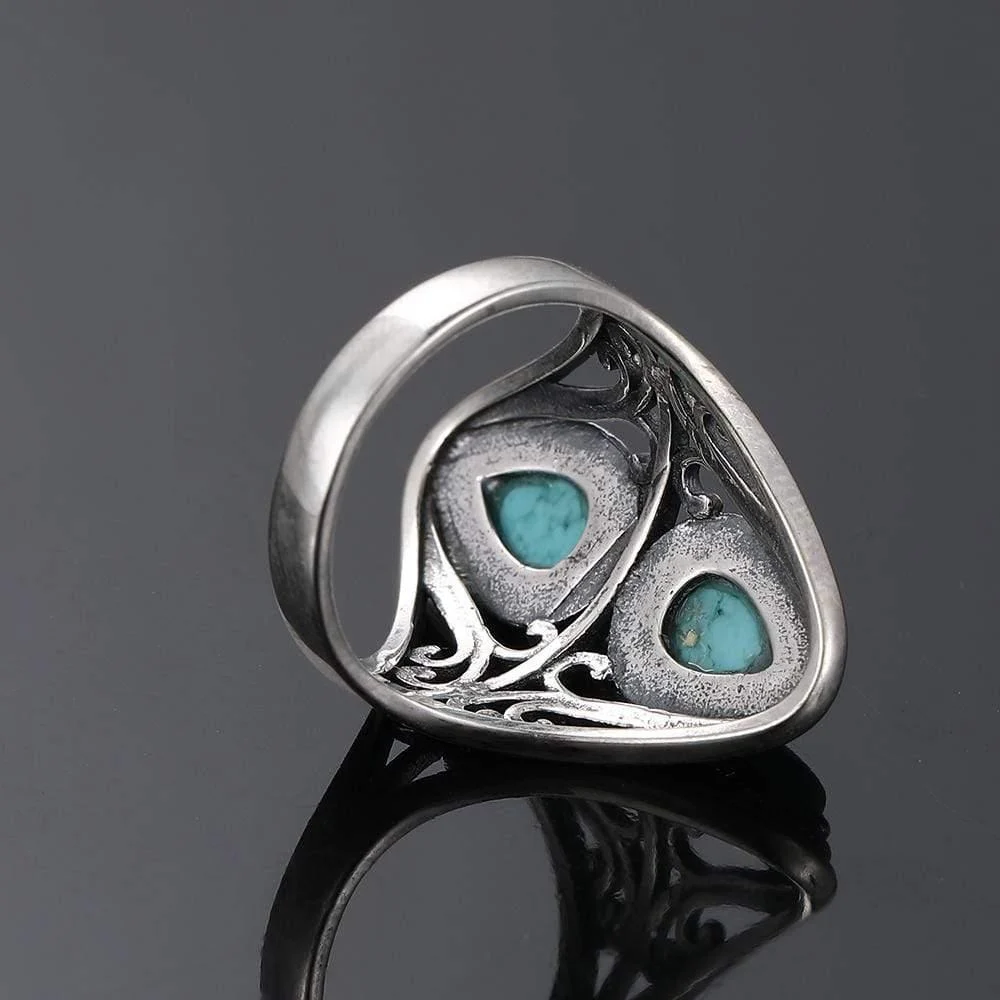 S925 Sterling Silver Natural Turquoise Ring - Glova