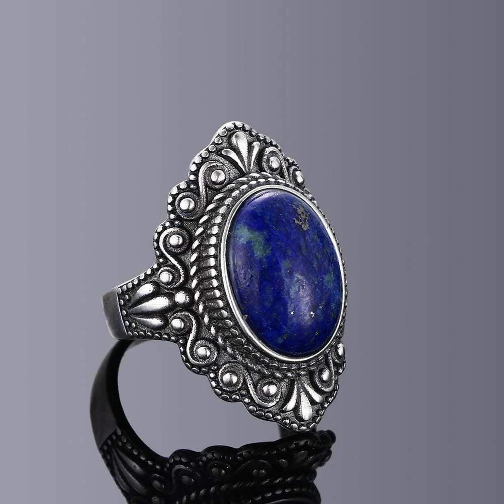 S925 Sterling Silver Oval Gemstone Ring - Glova