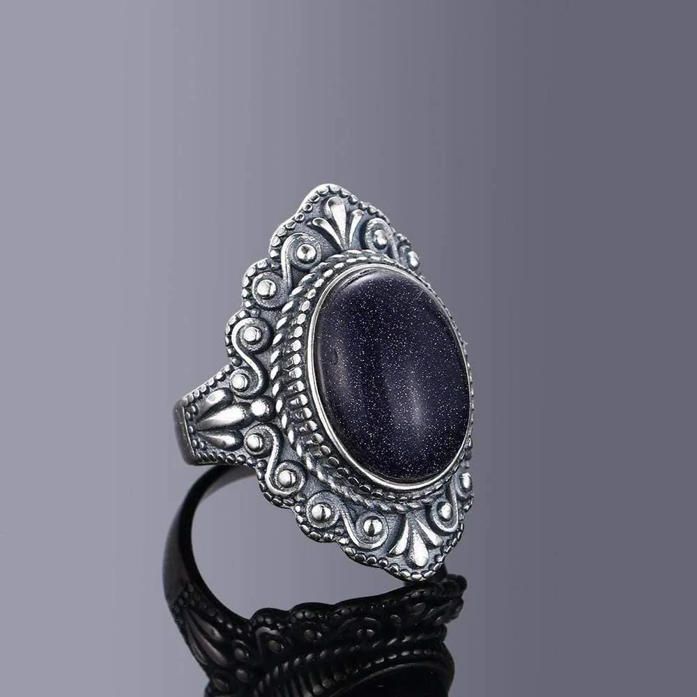 S925 Sterling Silver Oval Gemstone Ring - Glova