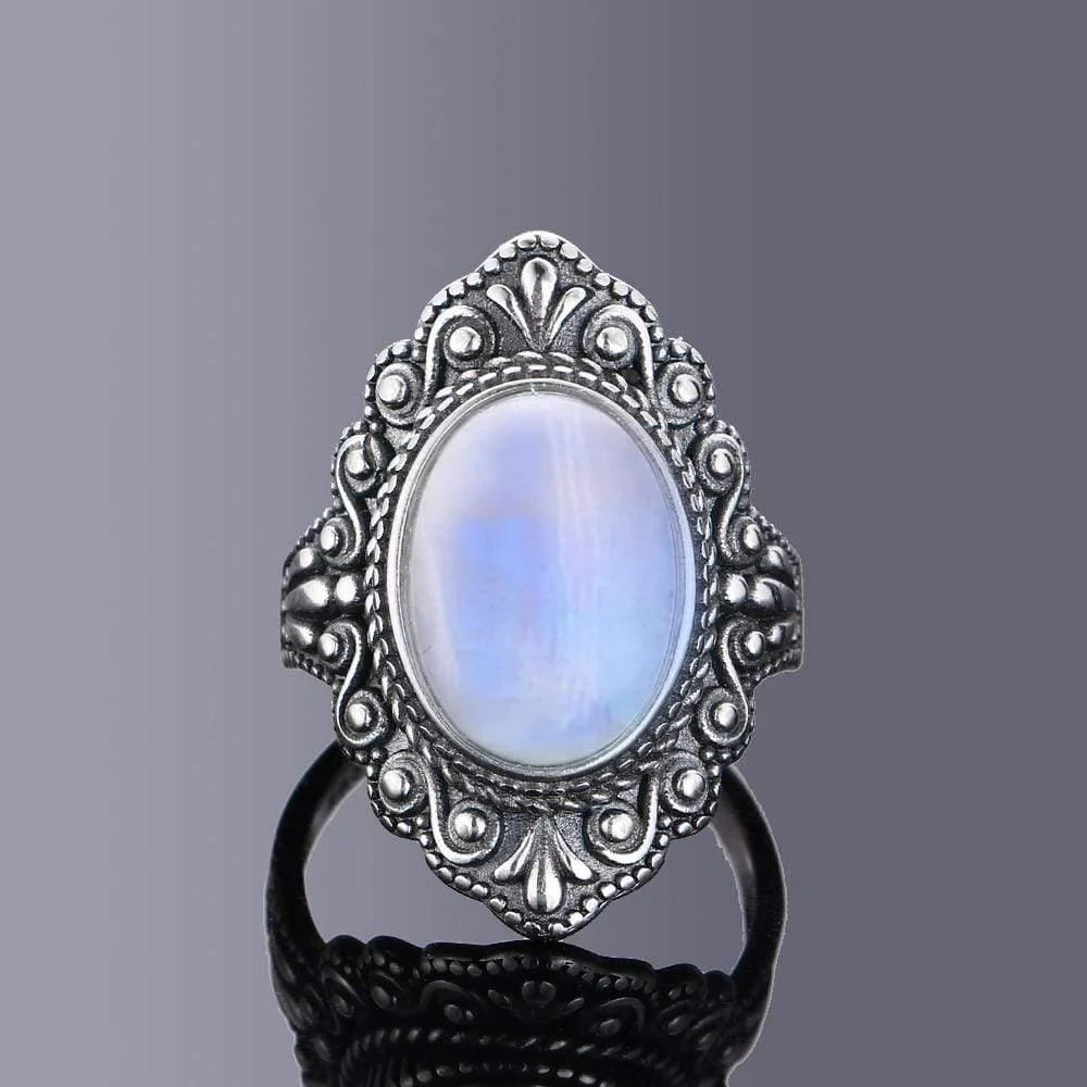 S925 Sterling Silver Oval Gemstone Ring - Glova