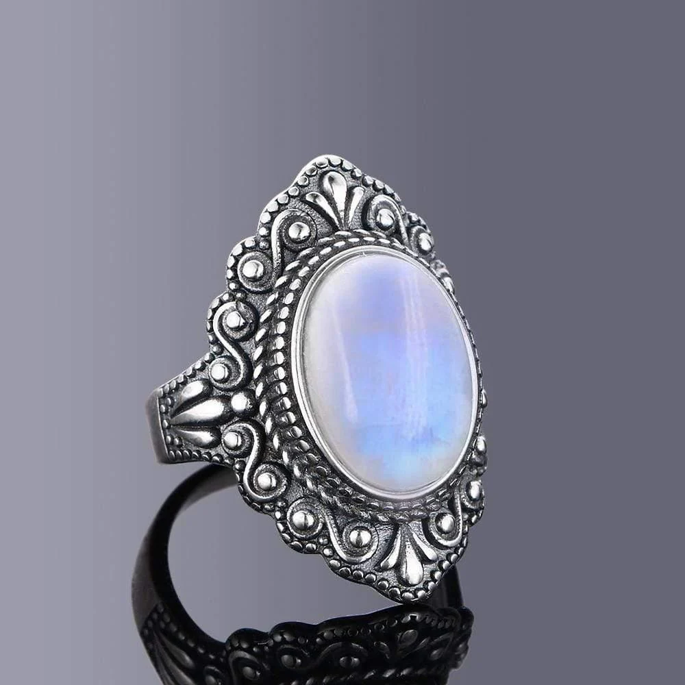 S925 Sterling Silver Oval Gemstone Ring - Glova