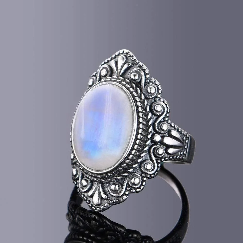 S925 Sterling Silver Oval Gemstone Ring - Glova