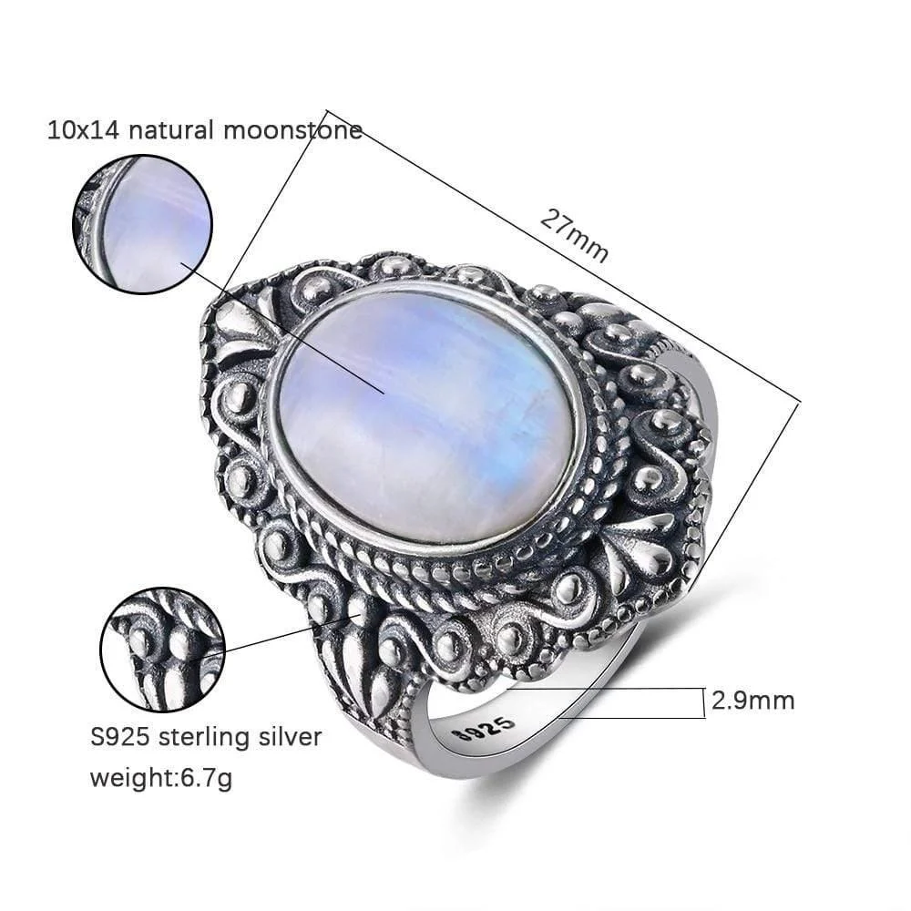 S925 Sterling Silver Oval Gemstone Ring - Glova