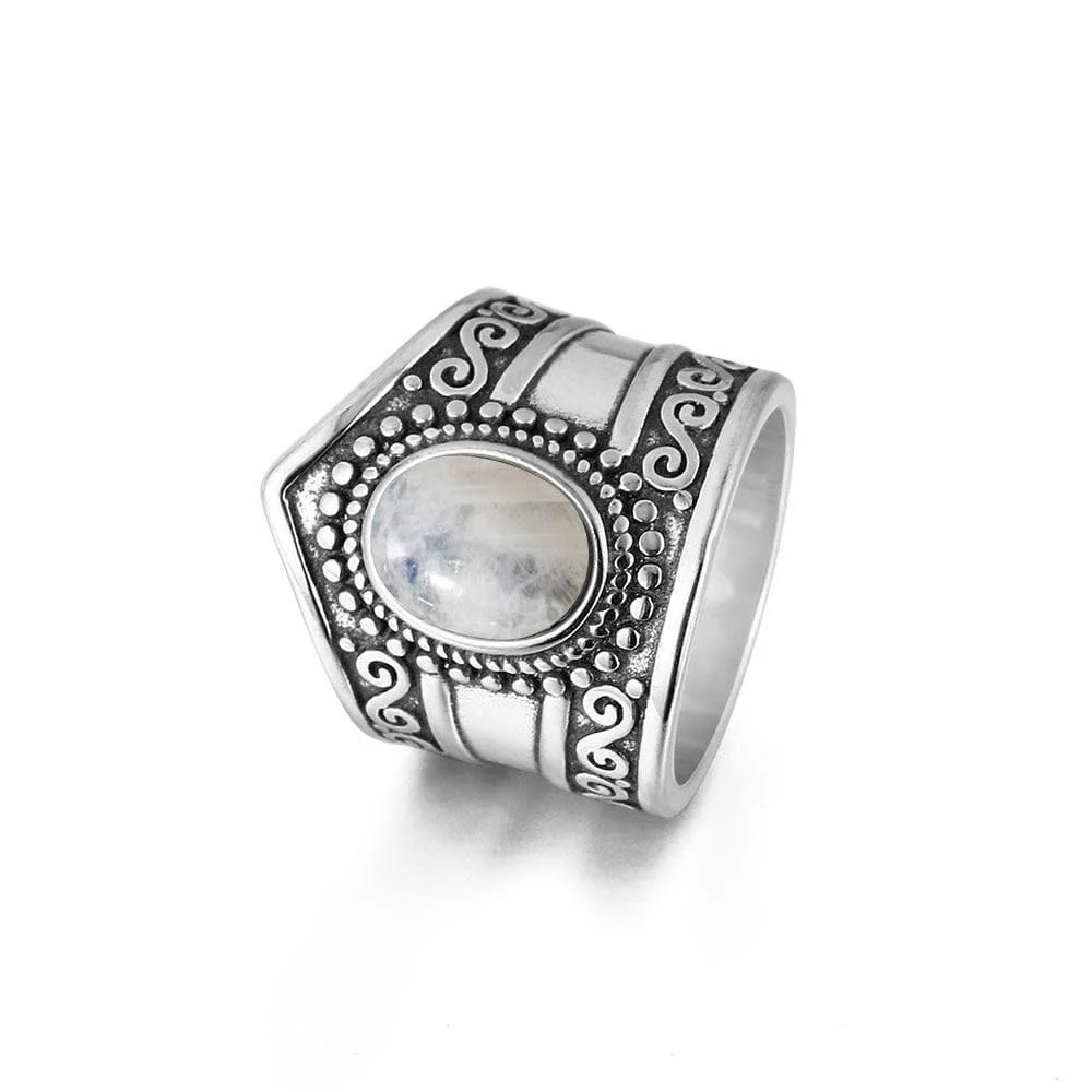 S925 Sterling Silver Rainbow Moonstone Ring - Glova