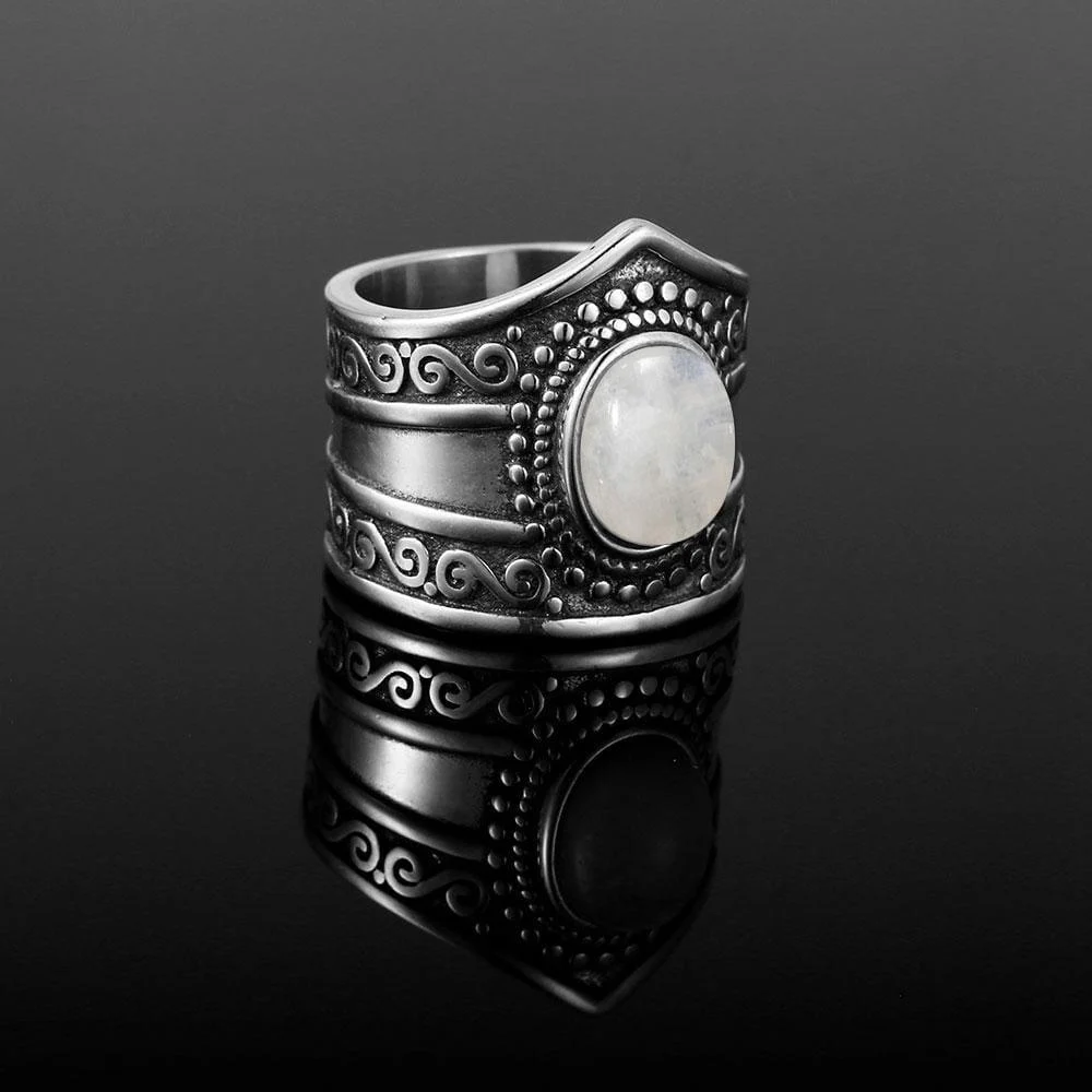 S925 Sterling Silver Rainbow Moonstone Ring - Glova