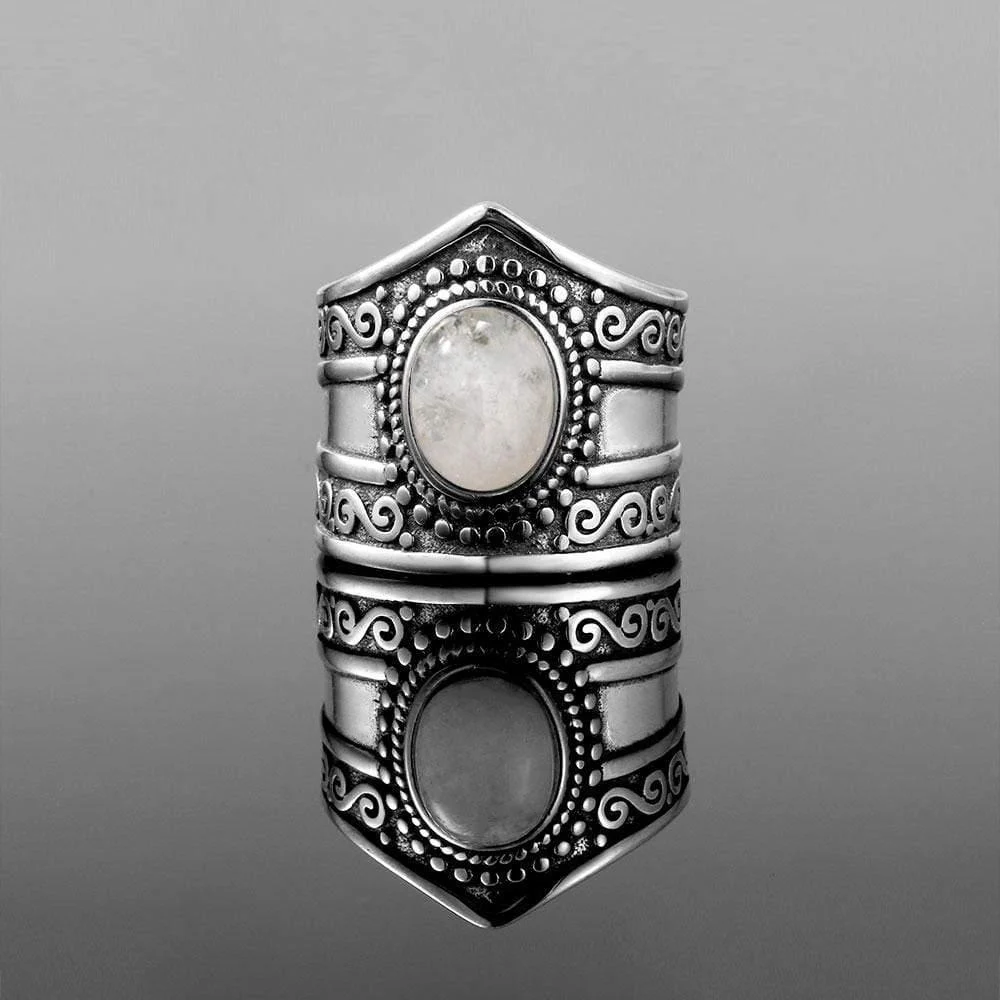 S925 Sterling Silver Rainbow Moonstone Ring - Glova