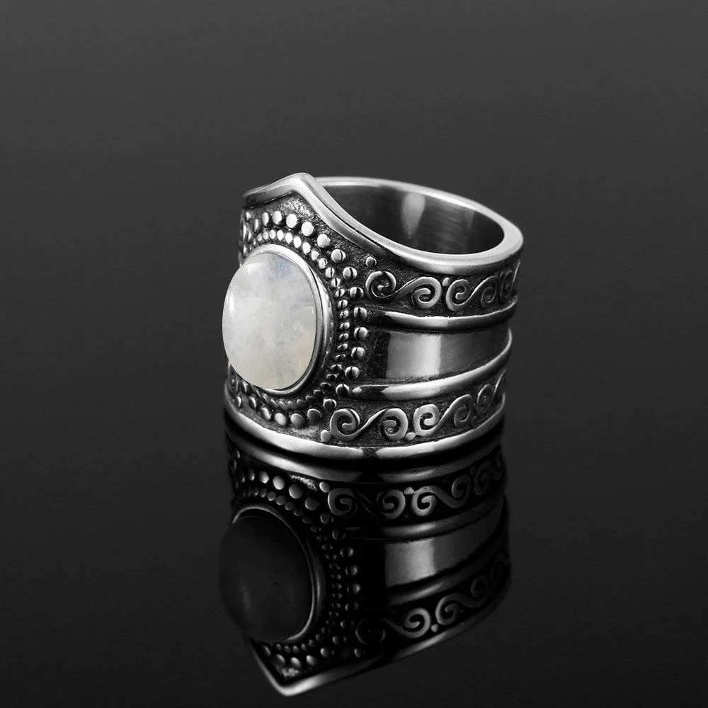 S925 Sterling Silver Rainbow Moonstone Ring - Glova