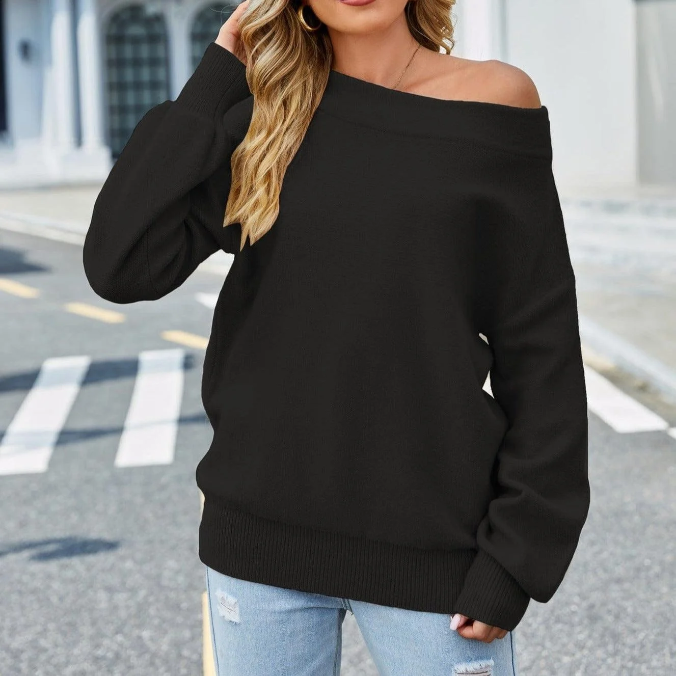 Saffrona Off Shoulder Sweater - Glova