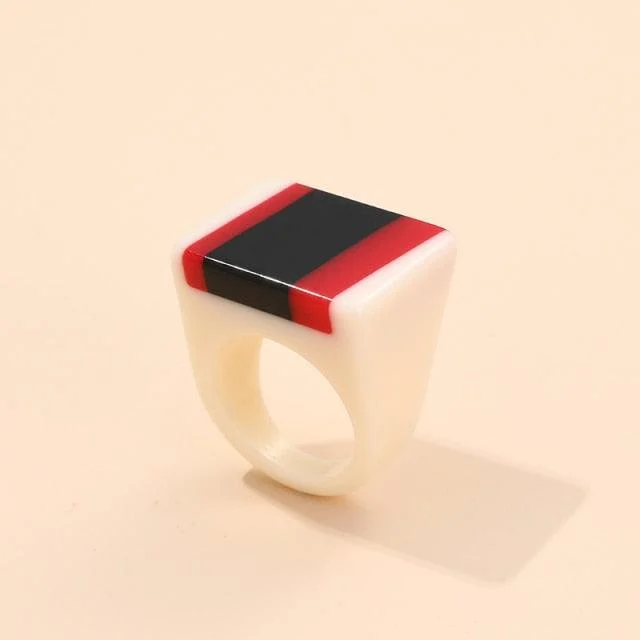 Safina Colorful Stripe Acrylic Resin Rings - 11 Colors - Glova