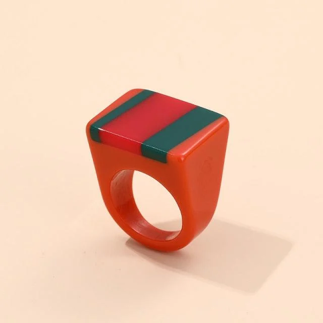 Safina Colorful Stripe Acrylic Resin Rings - 11 Colors - Glova