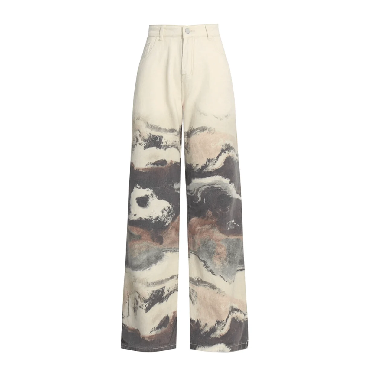 Sahara Vintage Art Prints Wide Leg Jeans - Glova