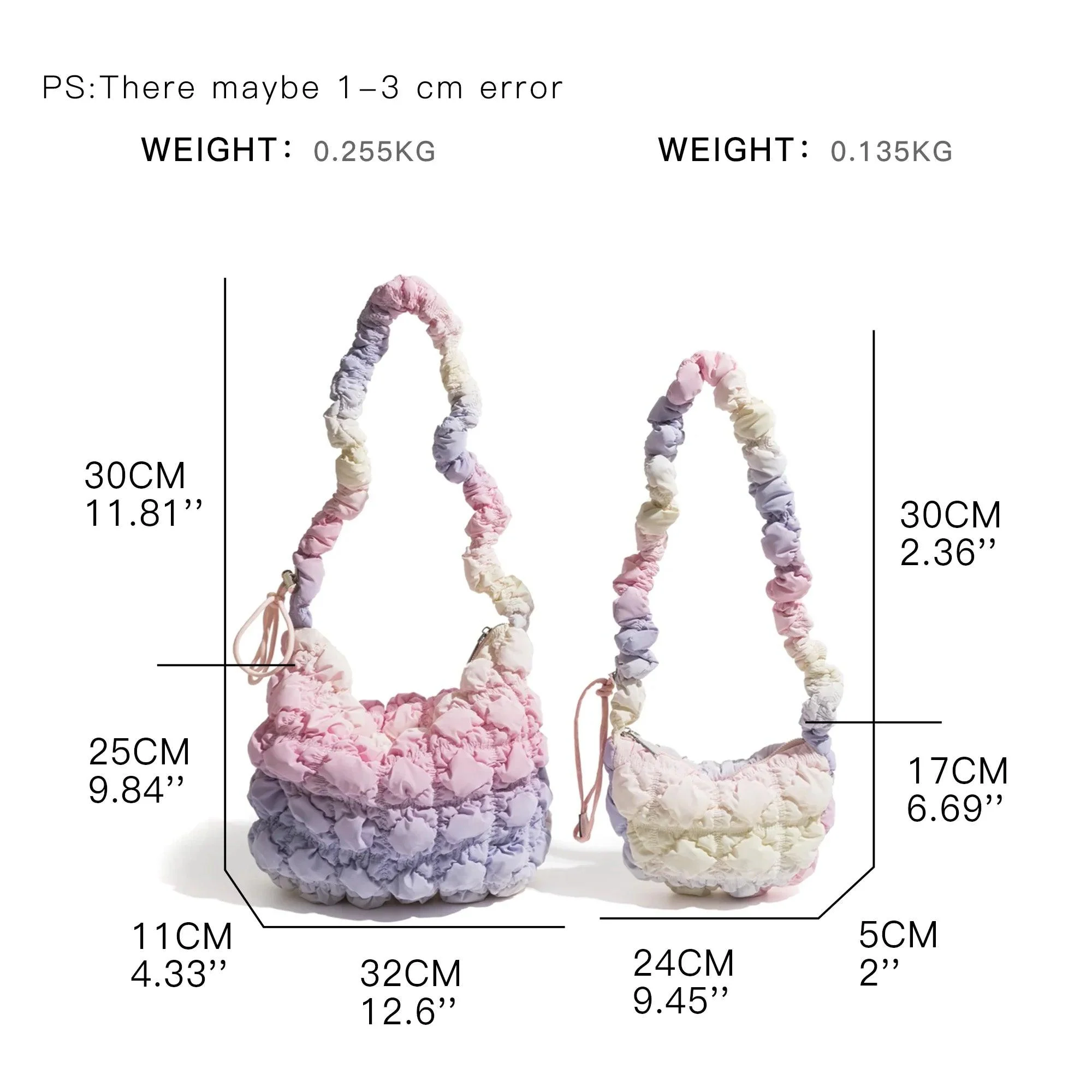 Sambria Pastel Ombre Quilted Waffle Bags - Glova