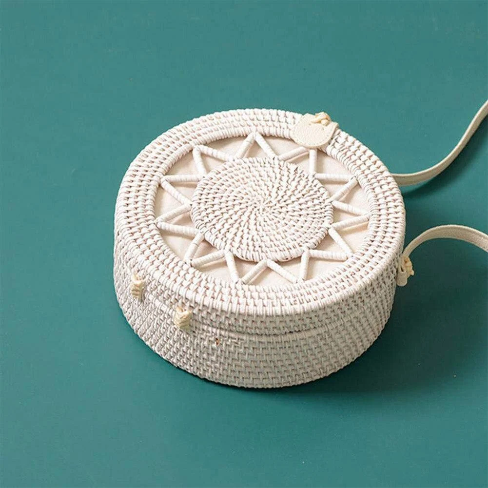 Sardinia White Rattan Bag - Glova