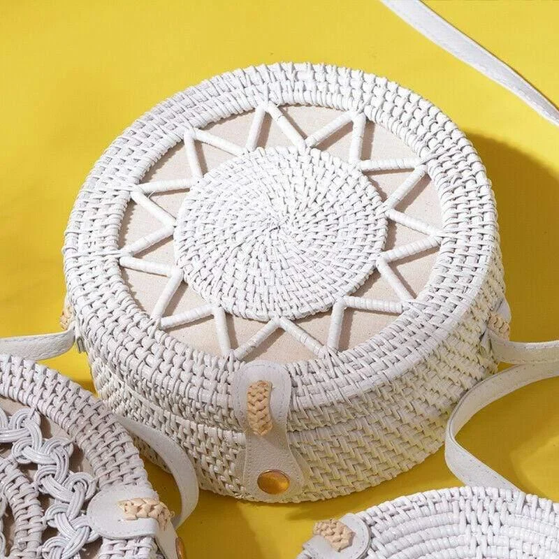 Sardinia White Rattan Bag - Glova