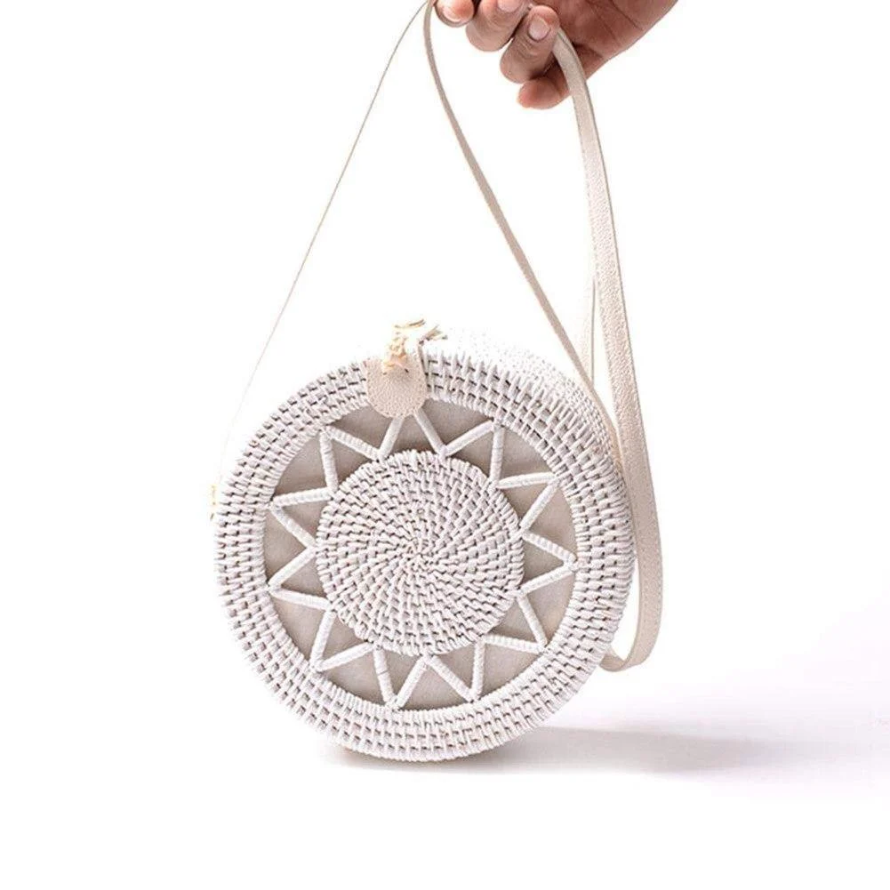 Sardinia White Rattan Bag - Glova