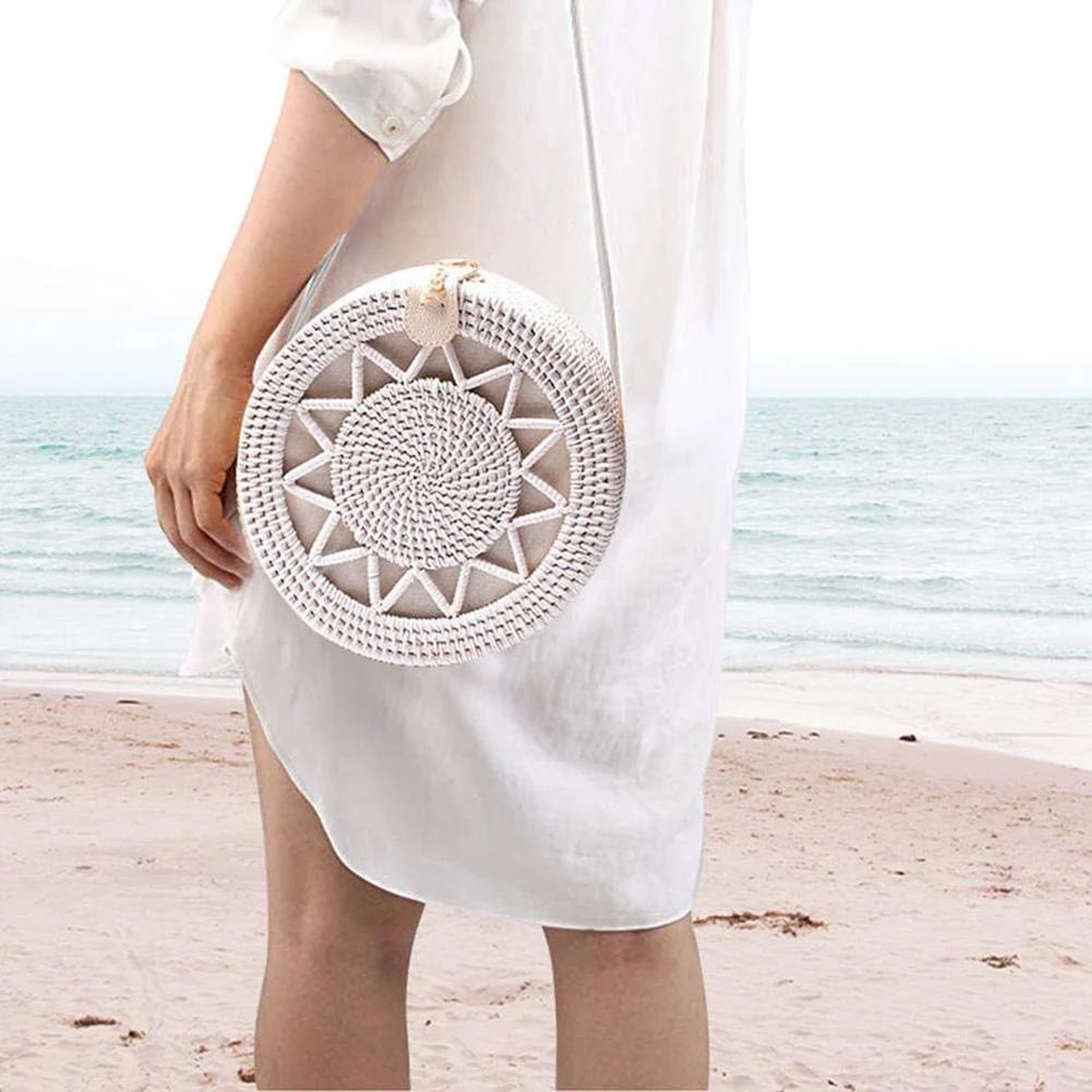 Sardinia White Rattan Bag - Glova