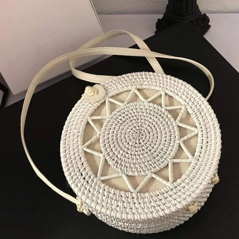 Sardinia White Rattan Bag - Glova