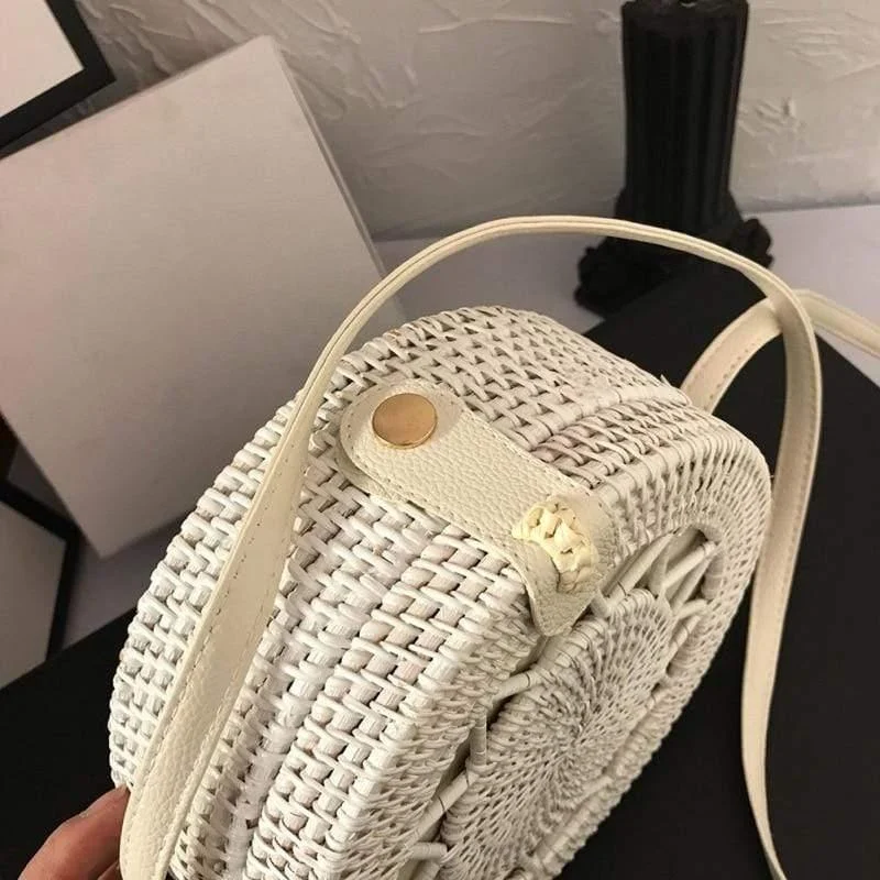 Sardinia White Rattan Bag - Glova