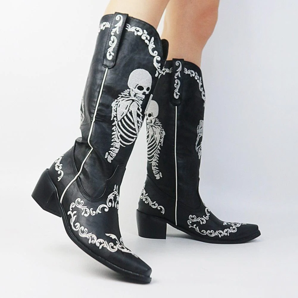 Savvanah Skull Western Cowgirl Boots - Glova