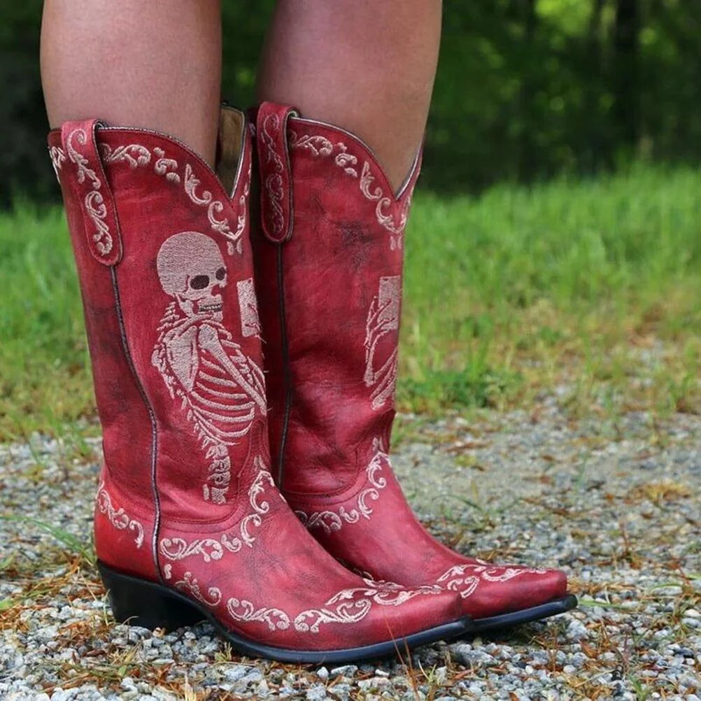 Savvanah Skull Western Cowgirl Boots - Glova