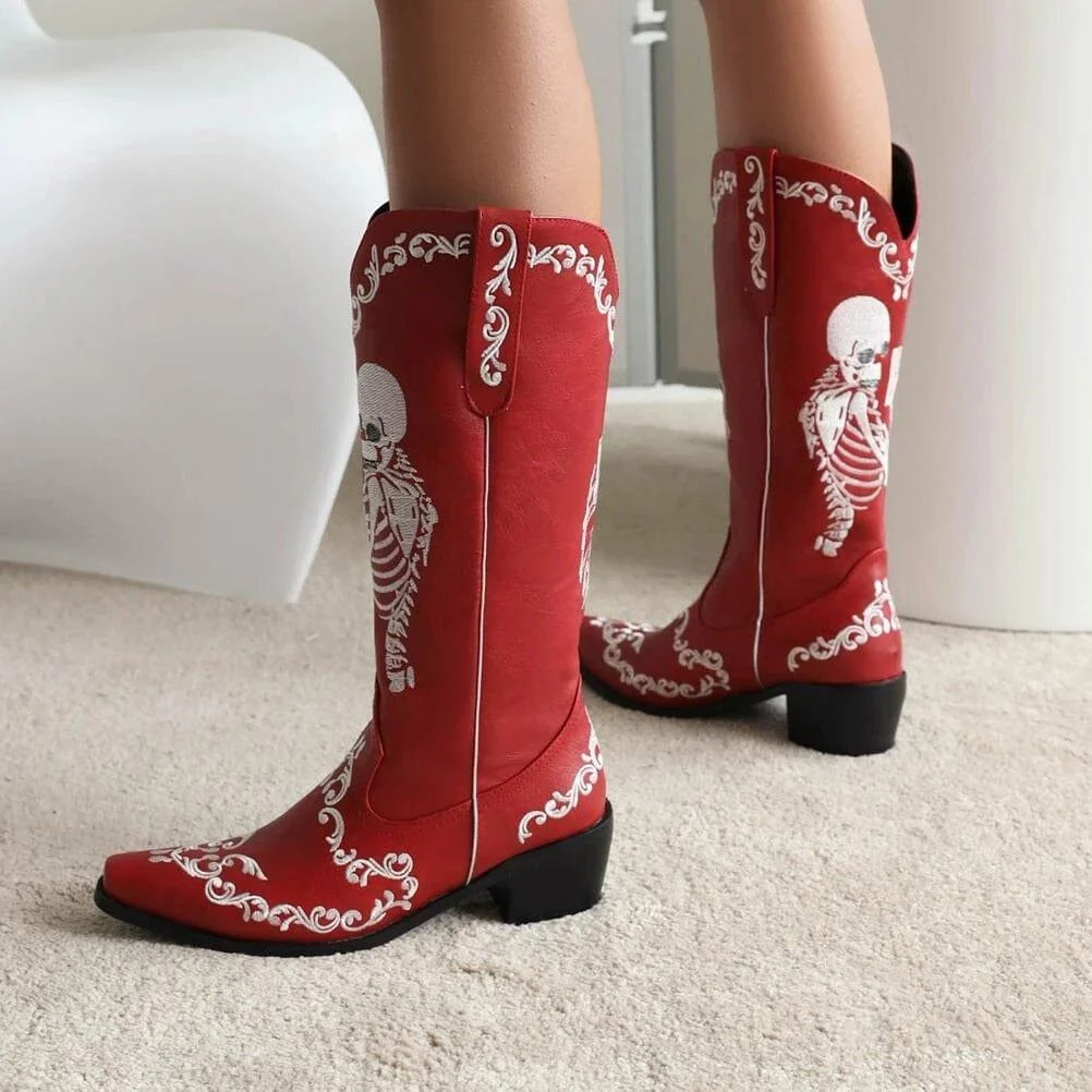 Savvanah Skull Western Cowgirl Boots - Glova