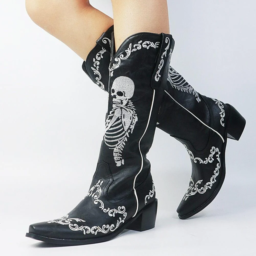 Savvanah Skull Western Cowgirl Boots - Glova