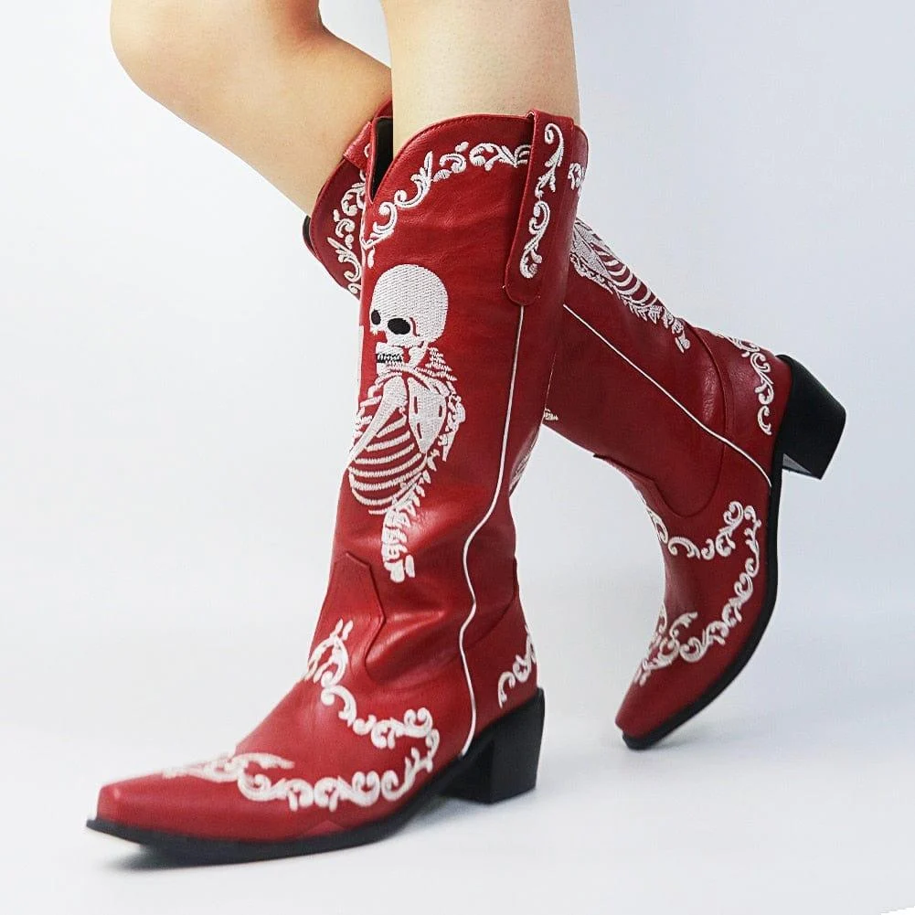 Savvanah Skull Western Cowgirl Boots - Glova