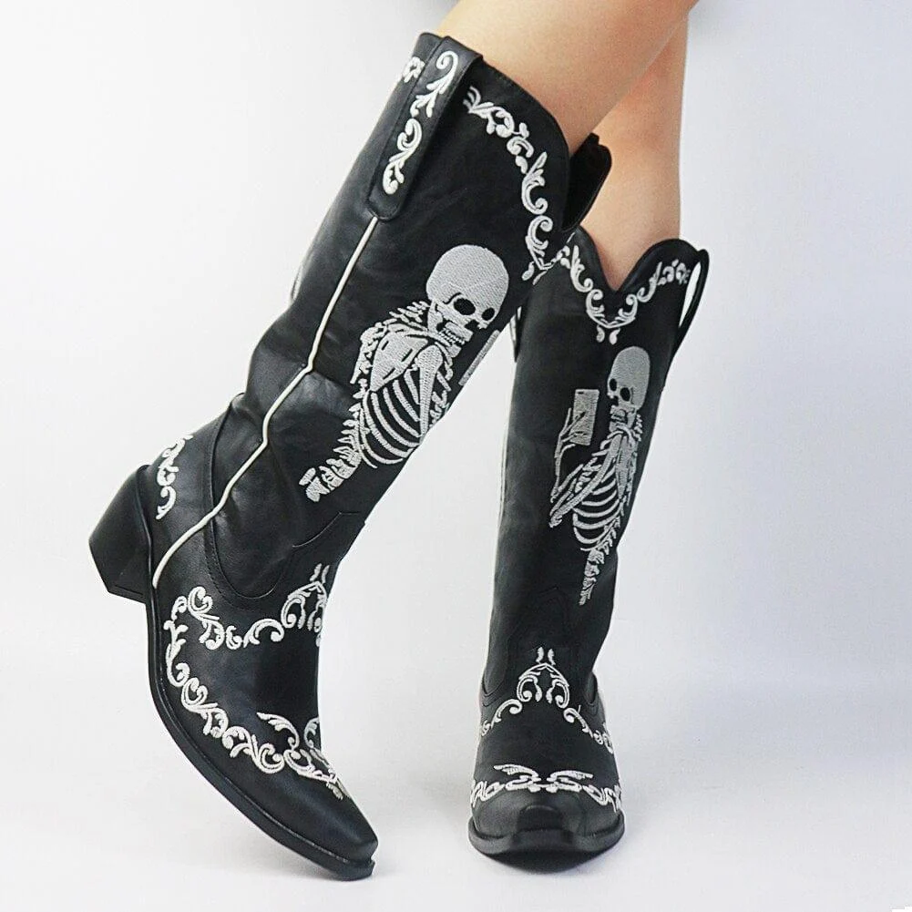 Savvanah Skull Western Cowgirl Boots - Glova