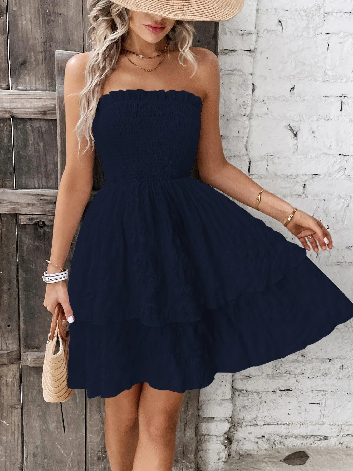 Sedona Strapless Tiered Mini Dress - Glova