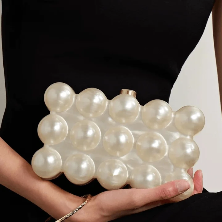 Seona Acrylic Pearly Bubble Evening Clutch Bag - Glova