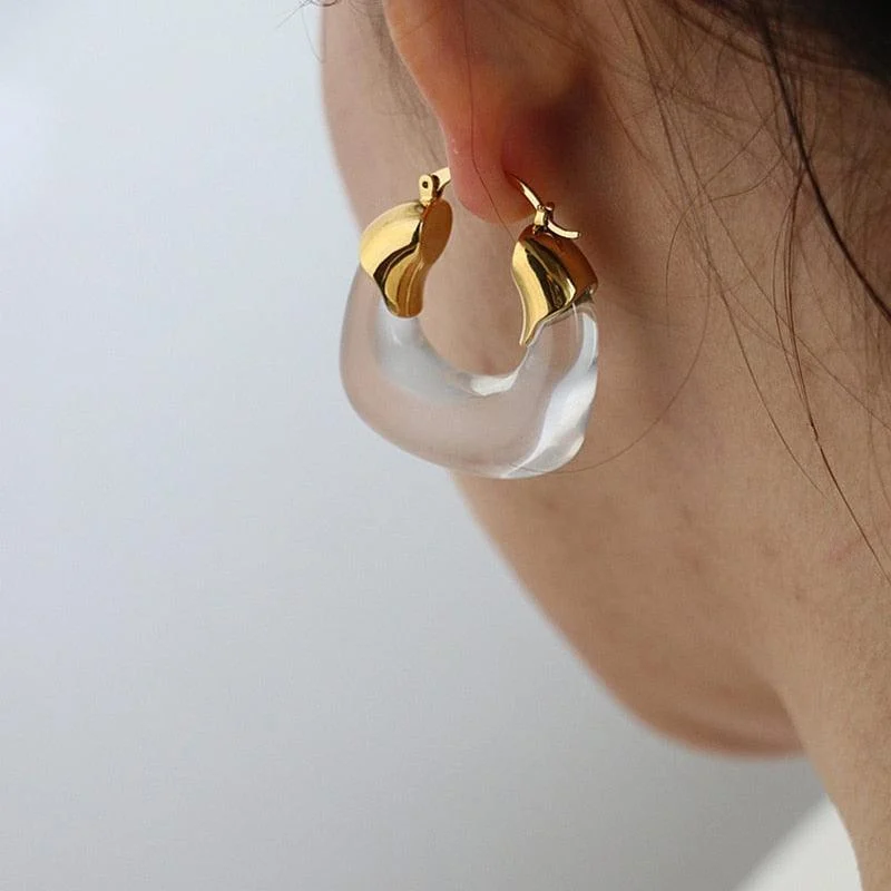 Sera Clear Resin Hoop Earrings - Glova