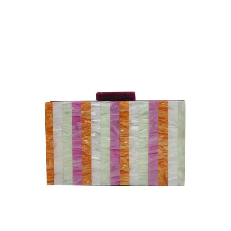 Seria Striped Marble Acrylic Evening Box Clutch - Glova