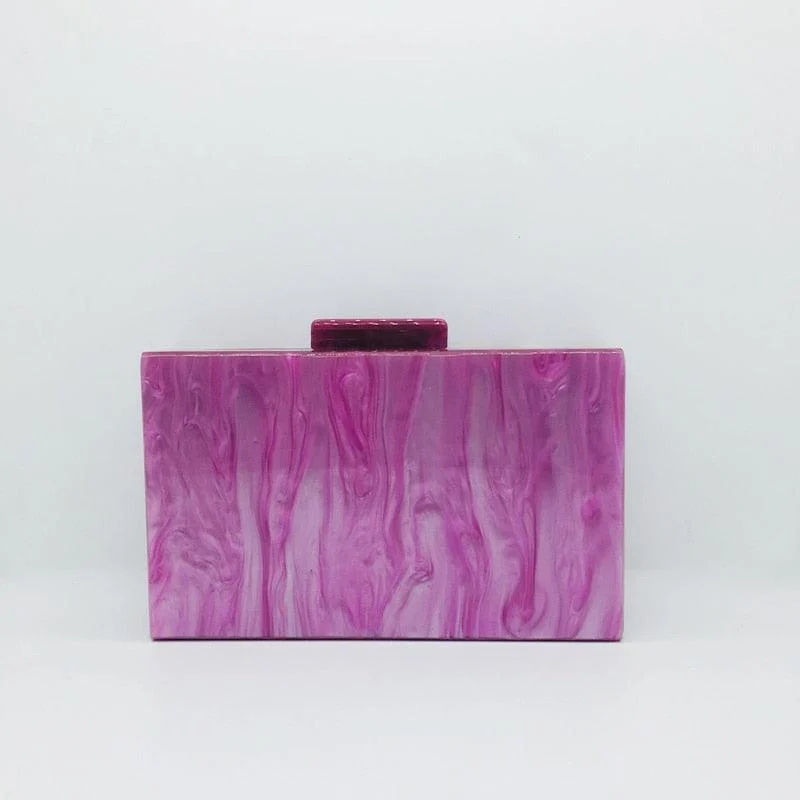 Seria Striped Marble Acrylic Evening Box Clutch - Glova