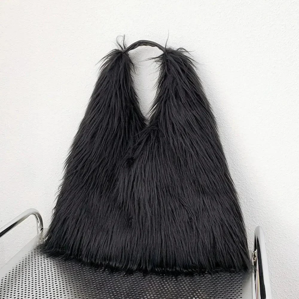 Shaggy Faux Fur Jumbo Hobo Bags - Glova