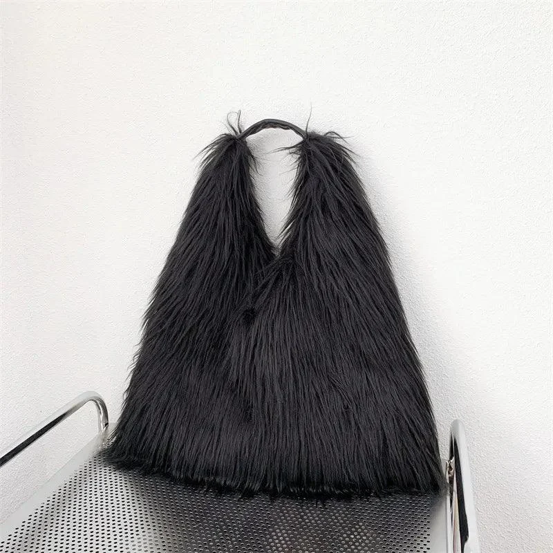 Shaggy Faux Fur Jumbo Hobo Bags - Glova