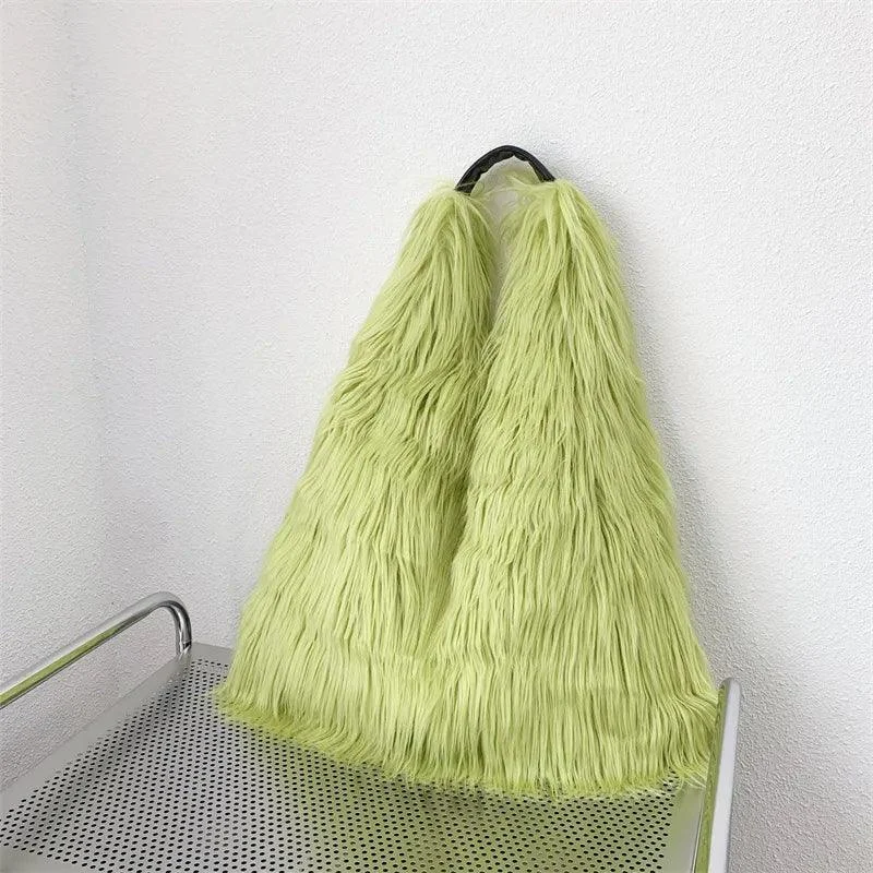 Shaggy Faux Fur Jumbo Hobo Bags - Glova