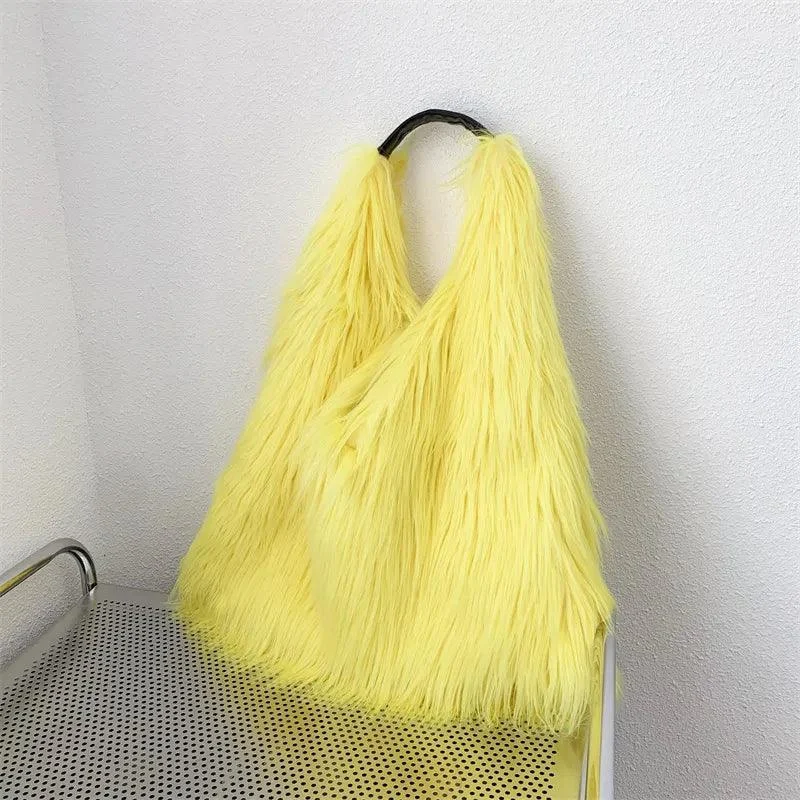 Shaggy Faux Fur Jumbo Hobo Bags - Glova