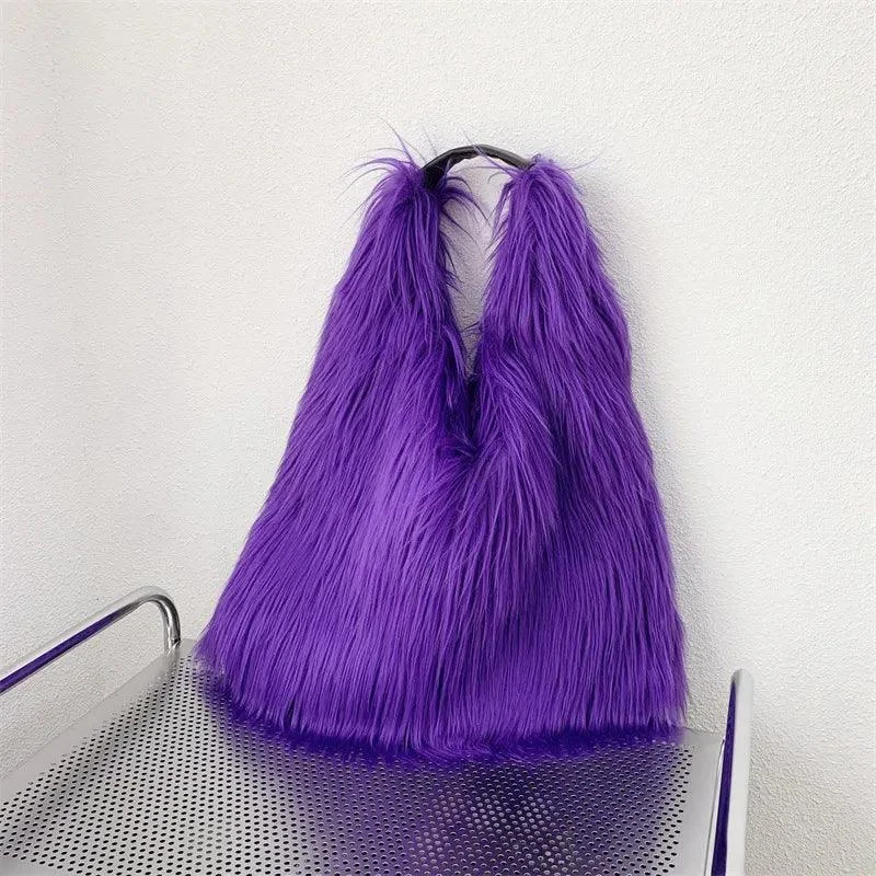 Shaggy Faux Fur Jumbo Hobo Bags - Glova