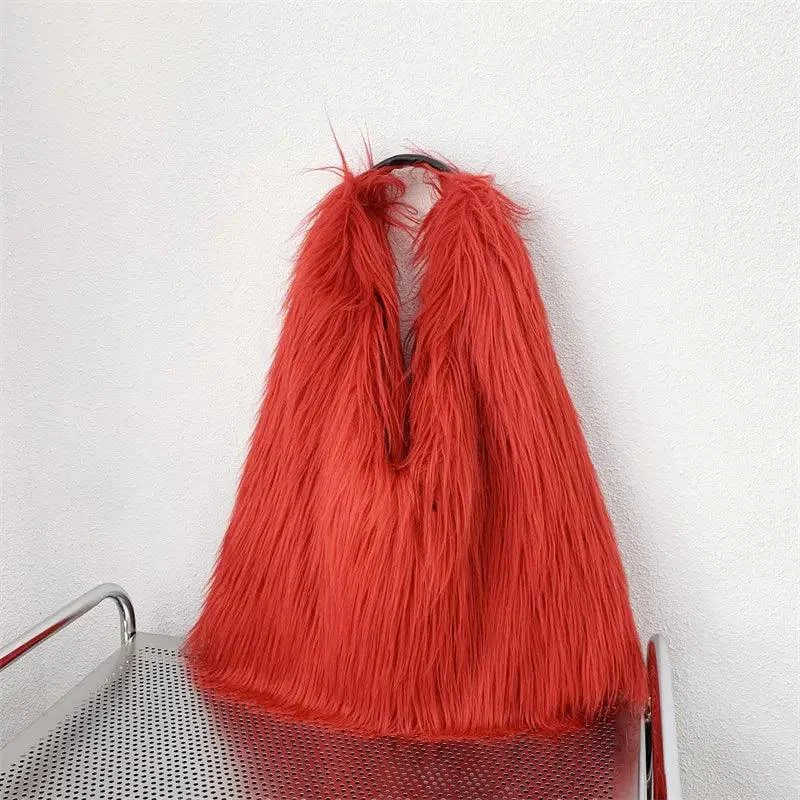 Shaggy Faux Fur Jumbo Hobo Bags - Glova